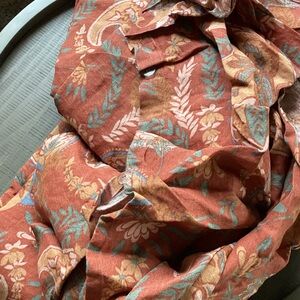 Garnet Hill Terracotta linen Floral Duvet Cover